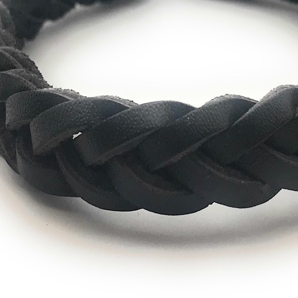Black Braided Leather Adjustable Bracelet - Picture 5 of 5